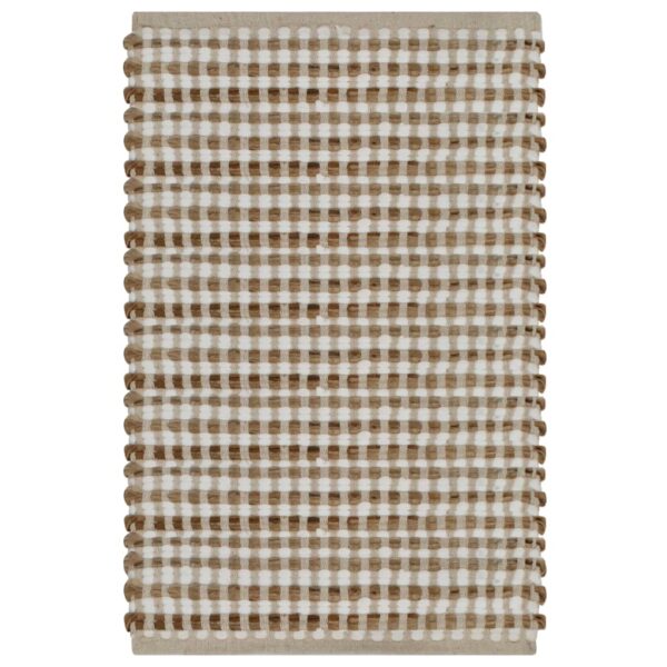 Handgewebtes Badematten-Set Jute Stoff Natur und Weiß - Image 2