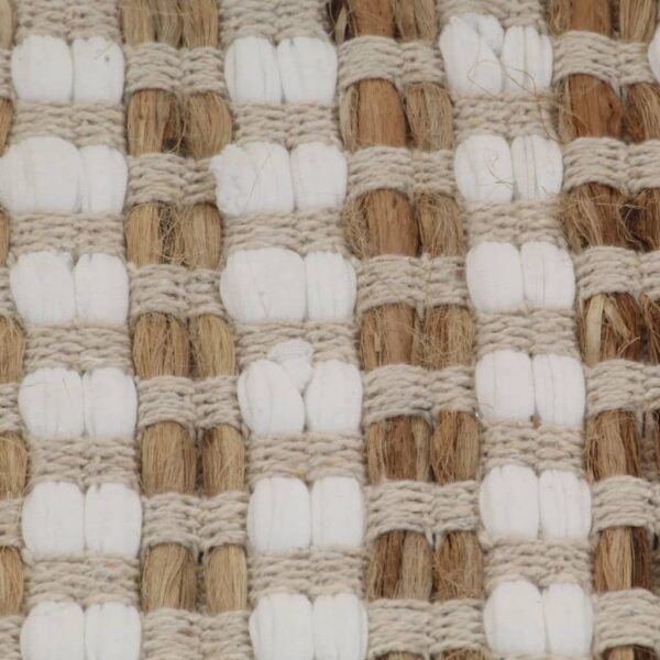 Handgewebtes Badematten-Set Jute Stoff Natur und Weiß - Image 5