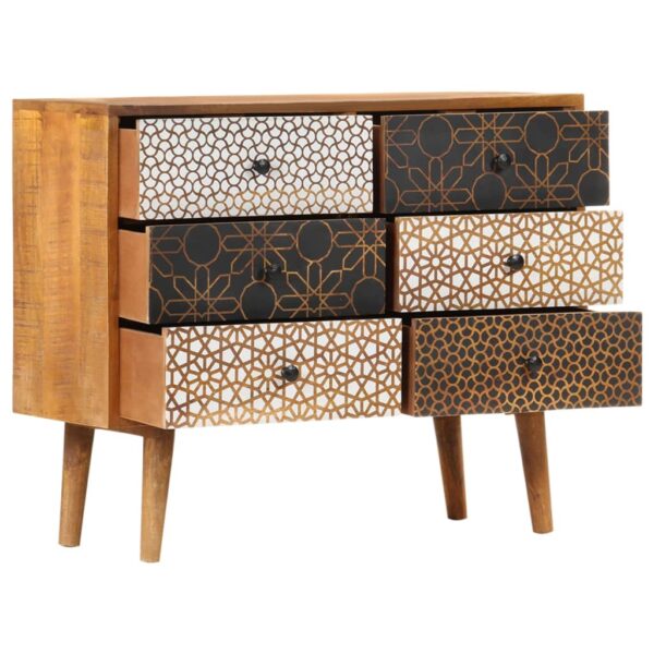 Sideboard mit Druckmustern 90×30×70 cm Massivholz Mango - Image 3