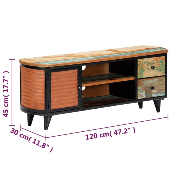 TV-Schrank 120x30x45 cm Altholz Massiv - Image 6