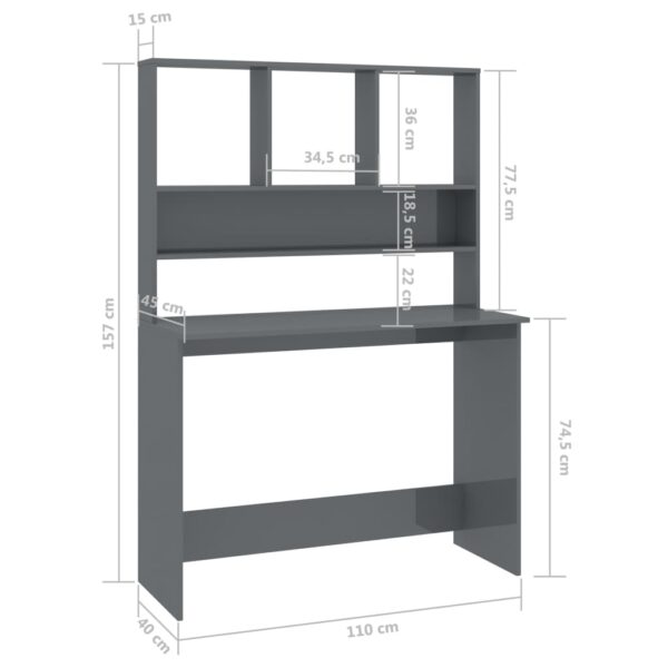 Schreibtisch mit Regalen Hochglanz- 110x45x157 cm - Image 6