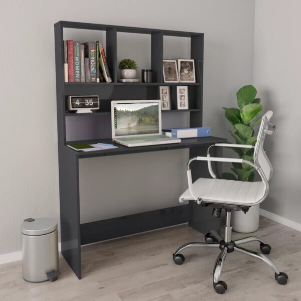 Schreibtisch mit Regalen Hochglanz- 110x45x157 cm