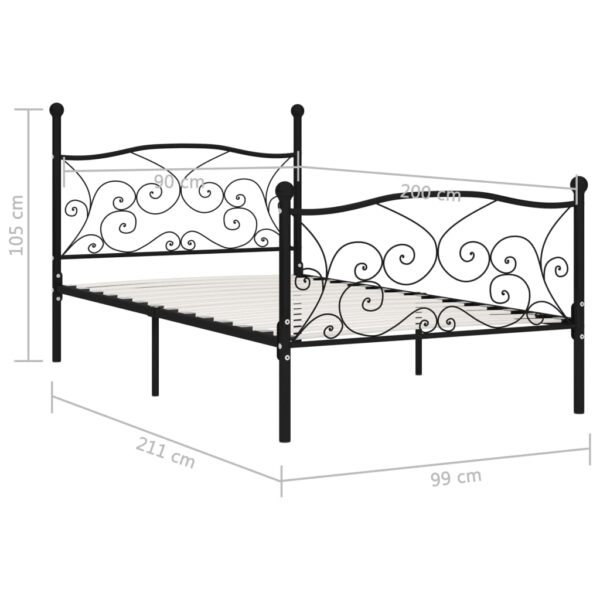 Bettgestell mit Lattenrost  Metall 90×200 cm - Image 5