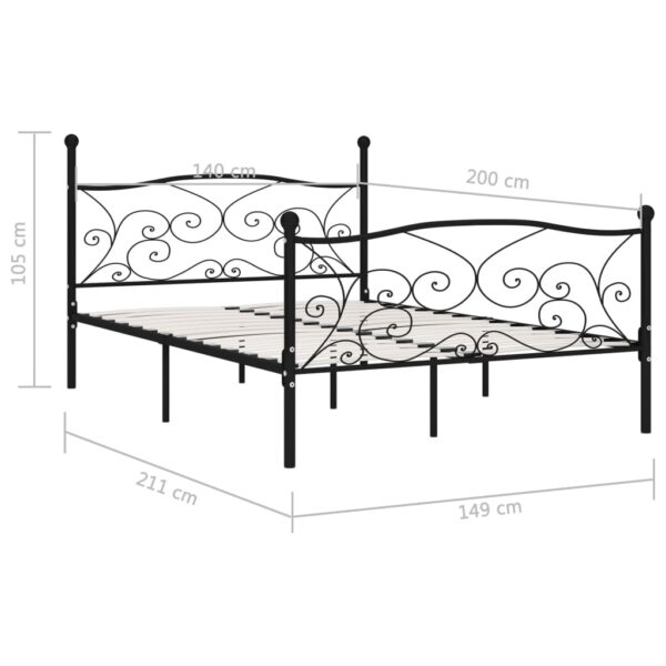 Bettgestell mit Lattenrost  Metall 140 × 200 cm - Image 5