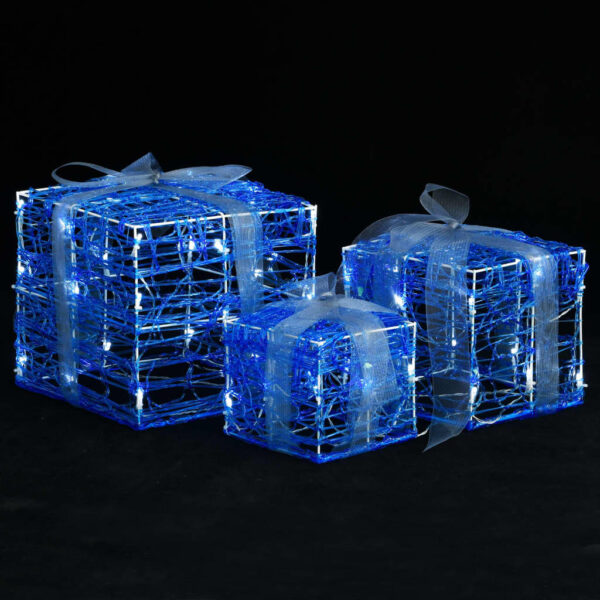 LED-Geschenkboxen 3 Stk. Weihnachtsdekoration Kaltweiß - Image 2