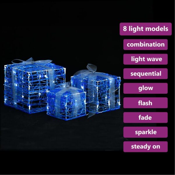 LED-Geschenkboxen 3 Stk. Weihnachtsdekoration Kaltweiß - Image 3