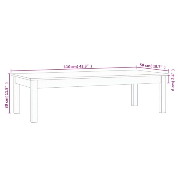 Couchtisch 110x50x30 cm Massivholz Kiefer - Image 8
