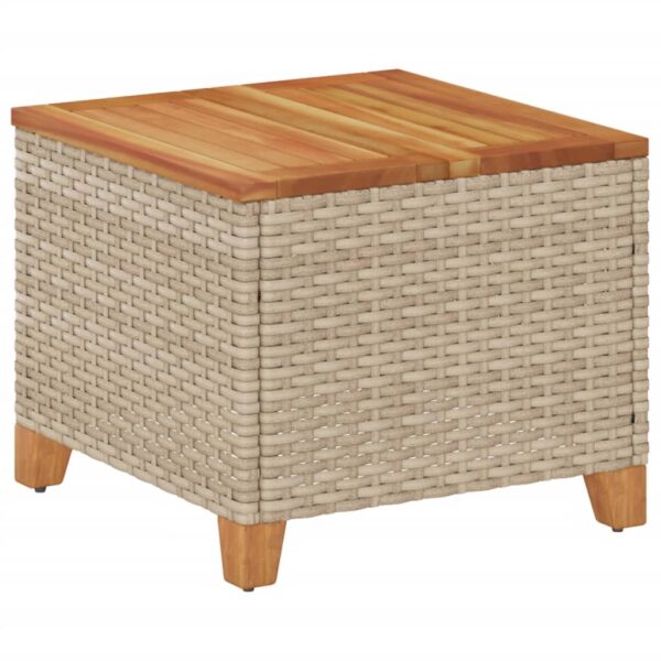 Gartentisch  45x45x37 cm Poly Rattan Akazienholz - Image 2