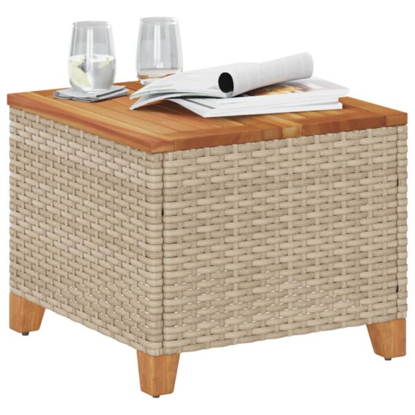 Gartentisch  45x45x37 cm Poly Rattan Akazienholz - Image 3