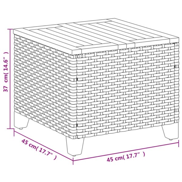 Gartentisch  45x45x37 cm Poly Rattan Akazienholz - Image 10