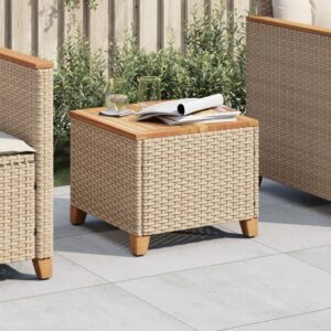 Gartentisch  45x45x37 cm Poly Rattan Akazienholz