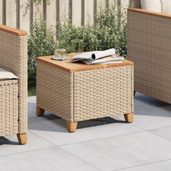 Gartentisch  45x45x37 cm Poly Rattan Akazienholz