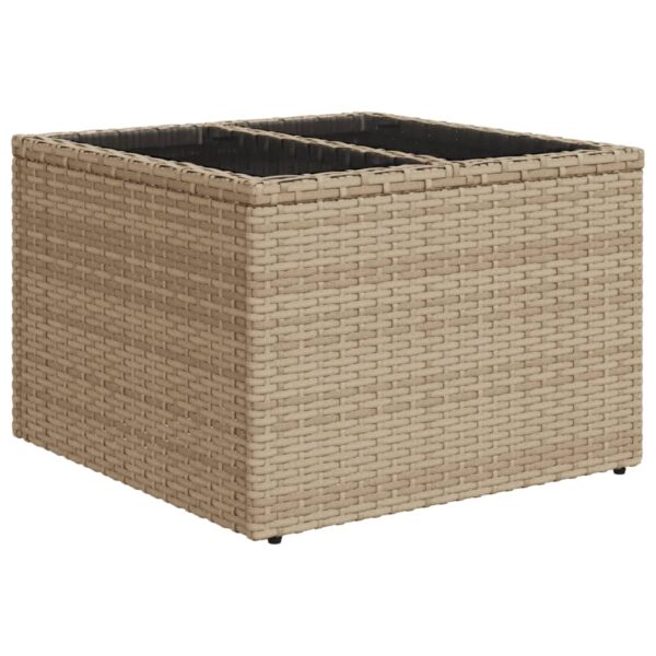 Gartentisch mit Glasplatte  55x55x37 cm Poly Rattan - Image 2