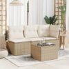 Gartentisch mit Glasplatte  55x55x37 cm Poly Rattan - Image 3