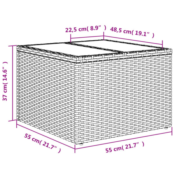 Gartentisch mit Glasplatte  55x55x37 cm Poly Rattan - Image 9