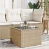 Gartentisch mit Glasplatte  55x55x37 cm Poly Rattan