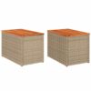 Garten-Beistelltische 2 Stk.  55x34x37 cm Poly Rattan Holz - Image 2