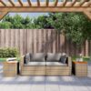 Garten-Beistelltische 2 Stk.  55x34x37 cm Poly Rattan Holz - Image 3