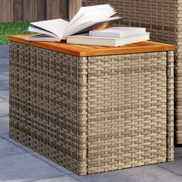 Garten-Beistelltische 2 Stk.  55x34x37 cm Poly Rattan Holz