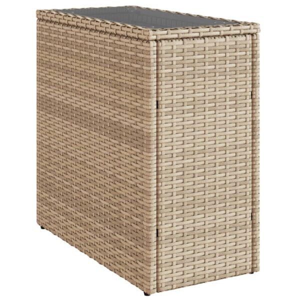 Garten-Beistelltisch Glasplatte  58x27,5x55 cm Poly Rattan - Image 2