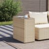 Garten-Beistelltisch Glasplatte  58x27,5x55 cm Poly Rattan - Image 3