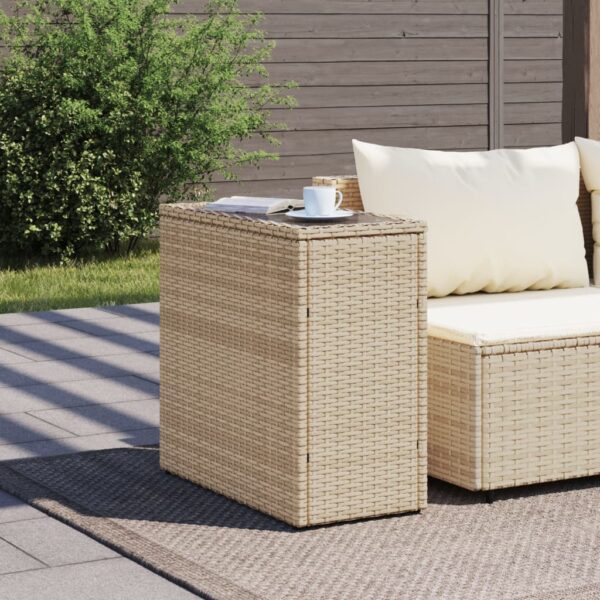 Garten-Beistelltisch Glasplatte  58x27,5x55 cm Poly Rattan - Image 3