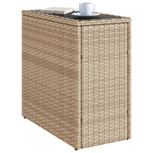 Garten-Beistelltisch Glasplatte  58x27,5x55 cm Poly Rattan - Image 4