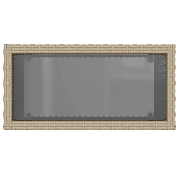 Garten-Beistelltisch Glasplatte  58x27,5x55 cm Poly Rattan - Image 8