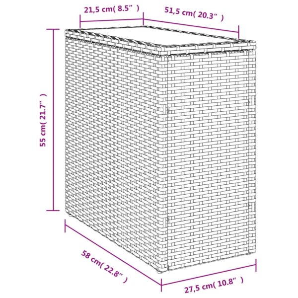Garten-Beistelltisch Glasplatte  58x27,5x55 cm Poly Rattan - Image 11