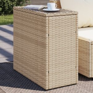 Garten-Beistelltisch Glasplatte  58x27,5x55 cm Poly Rattan