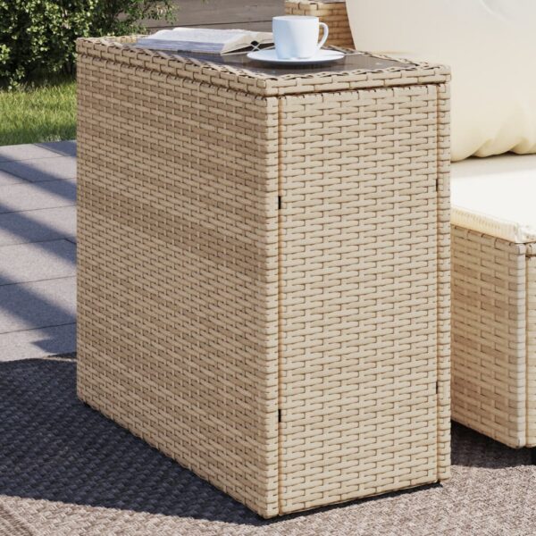Garten-Beistelltisch Glasplatte  58x27,5x55 cm Poly Rattan