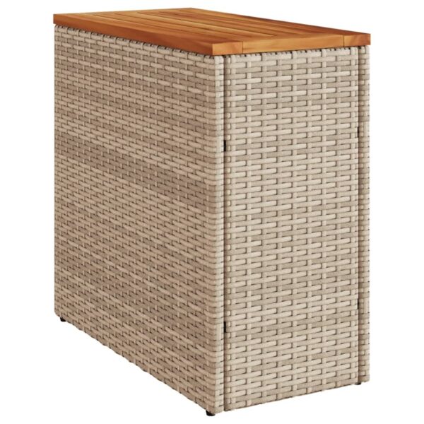Garten-Beistelltisch Holzplatte  58x27,5x55 cm Poly Rattan - Image 2