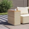 Garten-Beistelltisch Holzplatte  58x27,5x55 cm Poly Rattan - Image 3