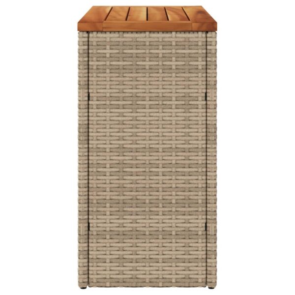Garten-Beistelltisch Holzplatte  58x27,5x55 cm Poly Rattan - Image 6