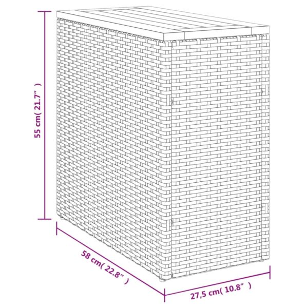 Garten-Beistelltisch Holzplatte  58x27,5x55 cm Poly Rattan - Image 11