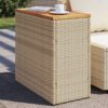 Garten-Beistelltisch Holzplatte  58x27,5x55 cm Poly Rattan