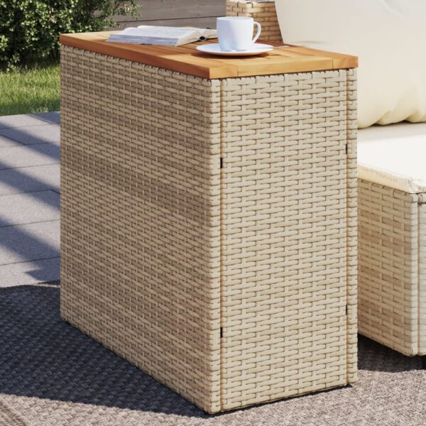 Garten-Beistelltisch Holzplatte  58x27,5x55 cm Poly Rattan