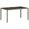 Gartentisch mit Glasplatte Hellgrau 150x90x75 cm Poly Rattan - Image 2