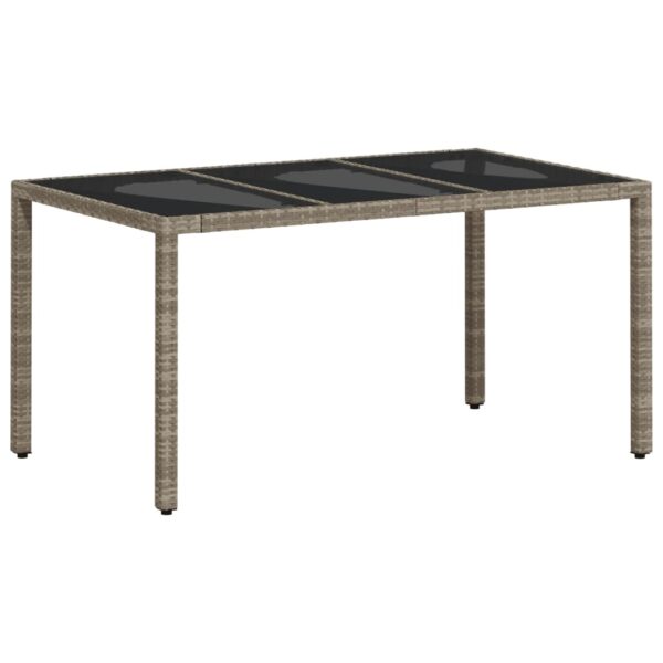 Gartentisch mit Glasplatte Hellgrau 150x90x75 cm Poly Rattan - Image 2