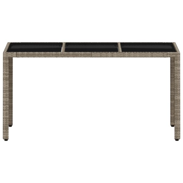 Gartentisch mit Glasplatte Hellgrau 150x90x75 cm Poly Rattan - Image 5
