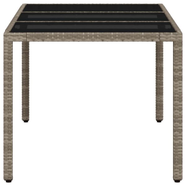 Gartentisch mit Glasplatte Hellgrau 150x90x75 cm Poly Rattan - Image 6