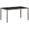 Gartentisch mit Glasplatte Hellgrau 150x90x75 cm Poly Rattan - Image 7