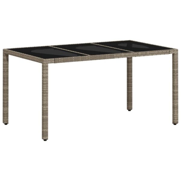 Gartentisch mit Glasplatte Hellgrau 150x90x75 cm Poly Rattan - Image 7