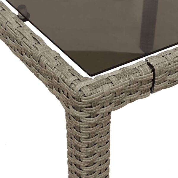 Gartentisch mit Glasplatte Hellgrau 150x90x75 cm Poly Rattan - Image 9