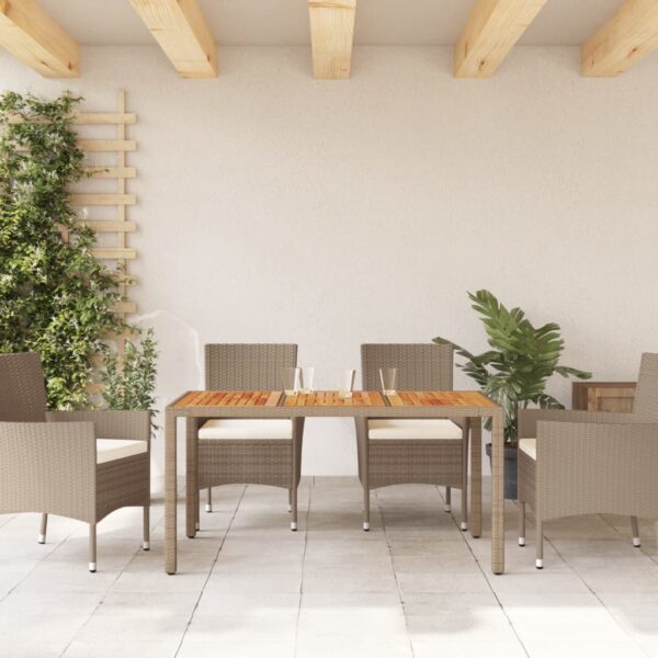 Gartentisch  150x90x75 cm Poly Rattan Akazienholz - Image 3