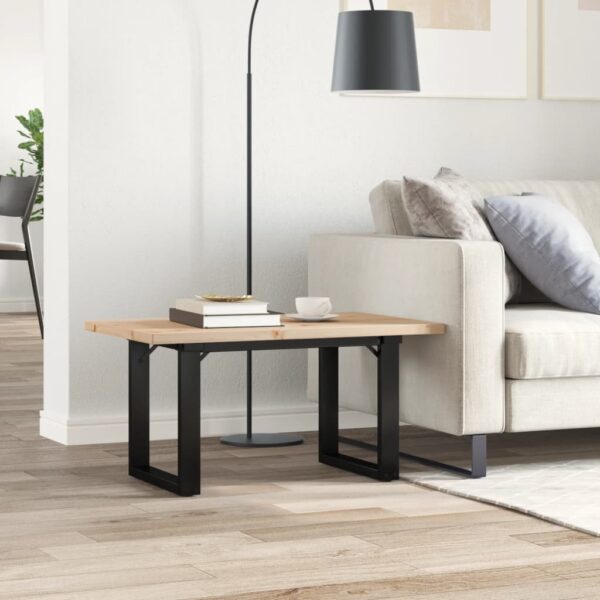 Couchtisch O-Gestell 80x50x40,5cm Massivholz Kiefer & Gusseisen - Image 3