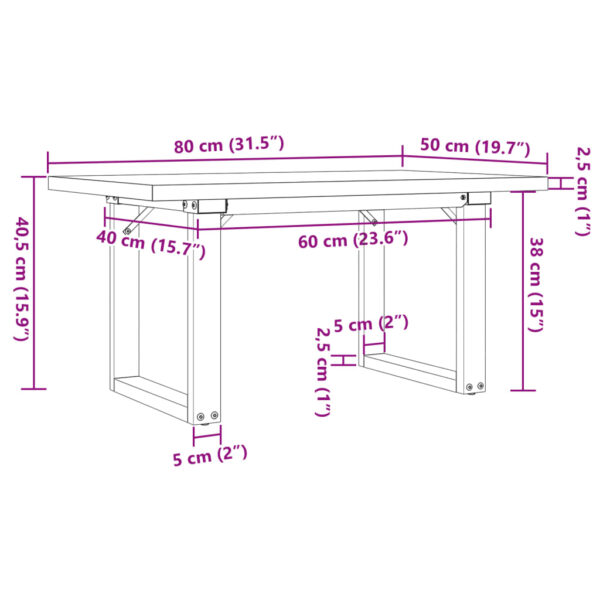 Couchtisch O-Gestell 80x50x40,5cm Massivholz Kiefer & Gusseisen - Image 10