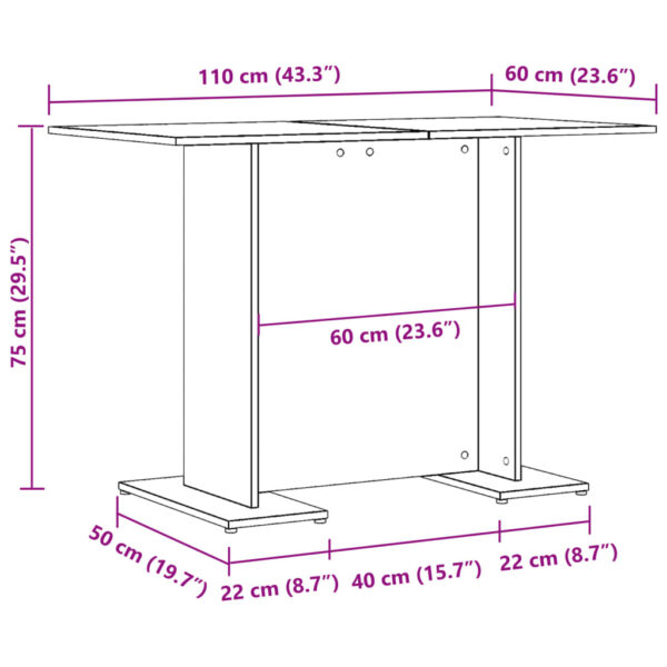 Esstisch Artisan-Eiche 110x60x75 cm Holzwerkstoff - Image 10