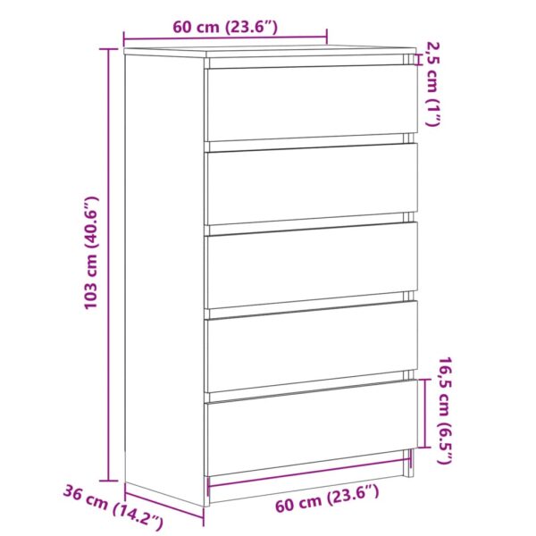 Schubladenschrank Altholz-Optik 60x36x103 cm Holzwerkstoff - Image 10