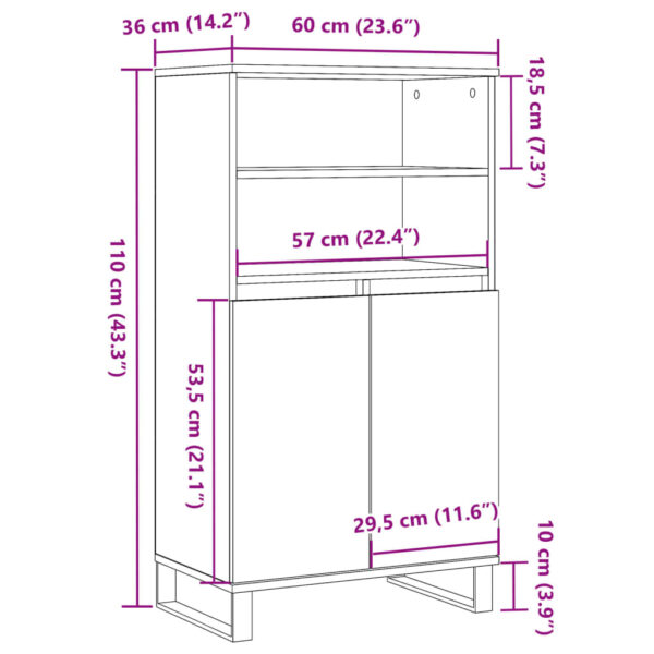 Highboard Altholz-Optik 60x36x110 cm Holzwerkstoff - Image 10